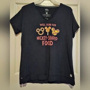 Disney Raw Threads Athletics "Will Run For Mickey Shaped Food" T-shirt Sz XL
